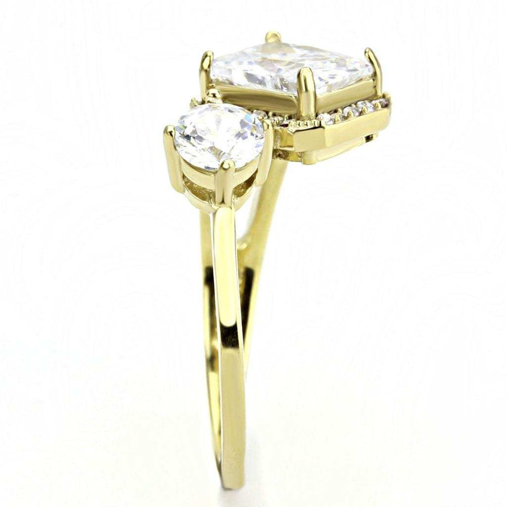 DA173 - IP Gold(Ion Plating) Stainless Steel Ring with AAA Grade CZ in Clear - Alamode - Flyclothing LLC
