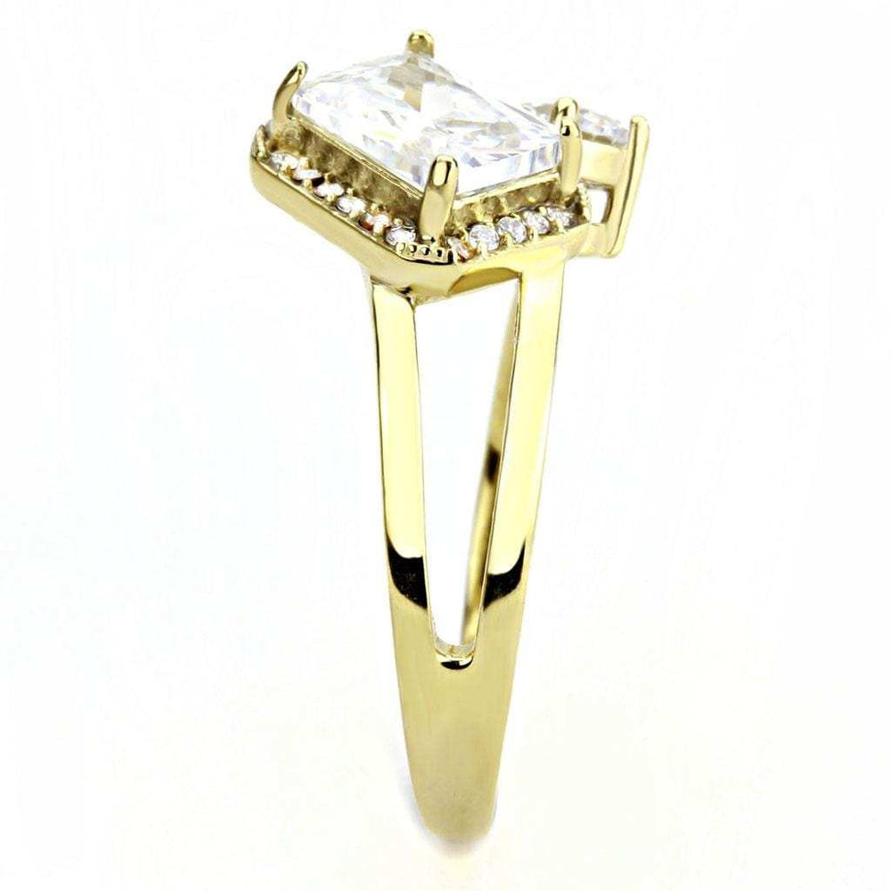 DA173 - IP Gold(Ion Plating) Stainless Steel Ring with AAA Grade CZ in Clear - Alamode - Flyclothing LLC