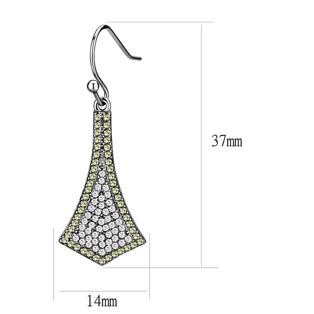 DA174 - High polished (no plating) Stainless Steel Earrings with AAA Grade CZ in Topaz - Alamode - Flyclothing LLC