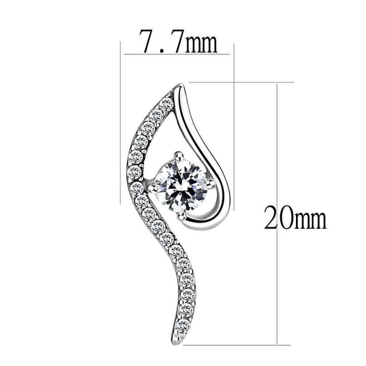 DA177 - High polished (no plating) Stainless Steel Earrings with AAA Grade CZ in Clear - Alamode - Flyclothing LLC