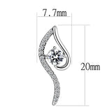 DA177 - High polished (no plating) Stainless Steel Earrings with AAA Grade CZ in Clear - Alamode - Flyclothing LLC