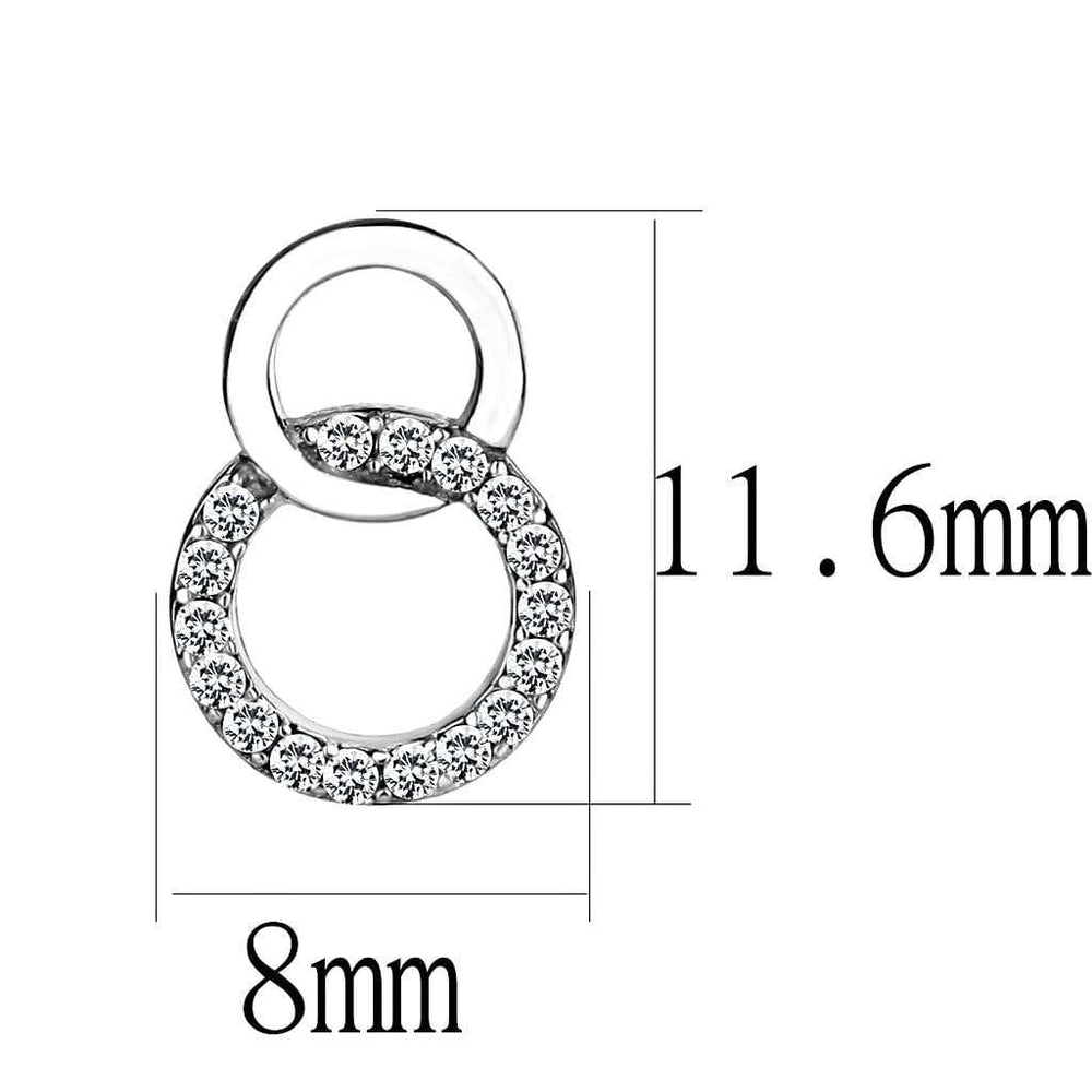 DA179 - High polished (no plating) Stainless Steel Earrings with AAA Grade CZ in Clear - Alamode - Flyclothing LLC
