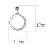 DA180 - High polished (no plating) Stainless Steel Earrings with AAA Grade CZ in Clear - Alamode - Flyclothing LLC