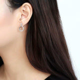 DA180 - High polished (no plating) Stainless Steel Earrings with AAA Grade CZ in Clear - Alamode - Flyclothing LLC