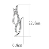 DA182 - High polished (no plating) Stainless Steel Earrings with AAA Grade CZ in Clear - Alamode - Flyclothing LLC