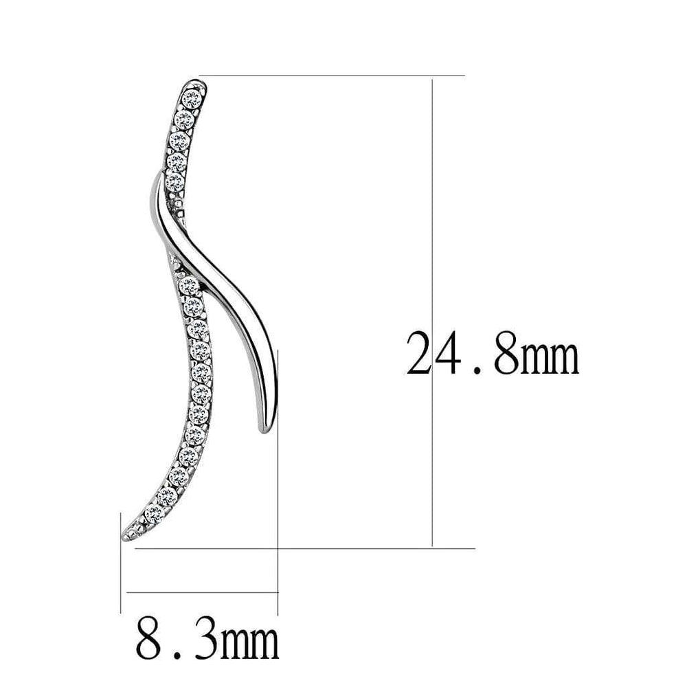 DA183 - High polished (no plating) Stainless Steel Earrings with AAA Grade CZ in Clear - Alamode - Flyclothing LLC
