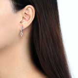 DA184 - High polished (no plating) Stainless Steel Earrings with AAA Grade CZ in Clear - Alamode - Flyclothing LLC