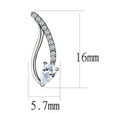 DA185 - High polished (no plating) Stainless Steel Earrings with AAA Grade CZ in Clear - Alamode - Flyclothing LLC