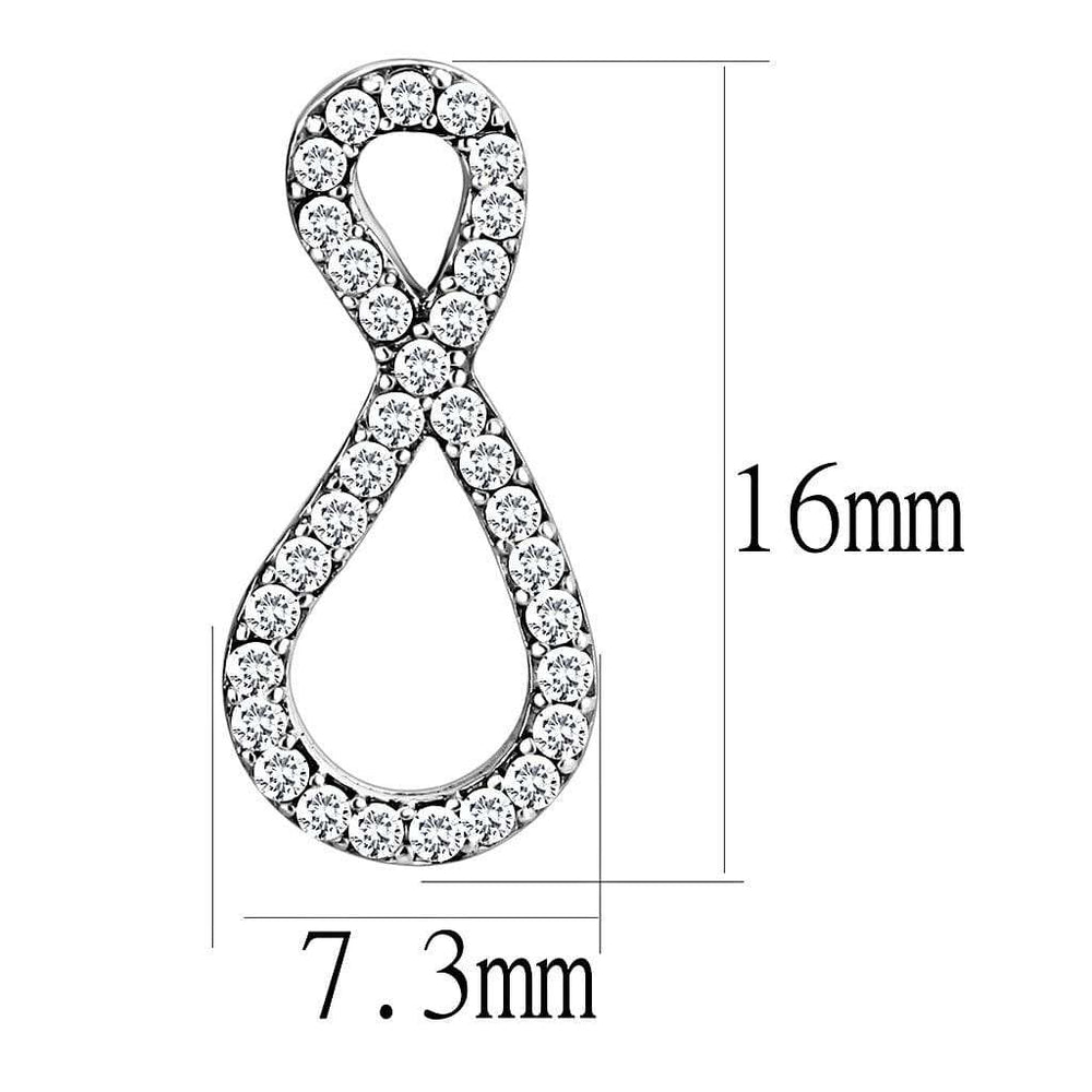 DA186 - High polished (no plating) Stainless Steel Earrings with AAA Grade CZ in Clear - Alamode - Flyclothing LLC