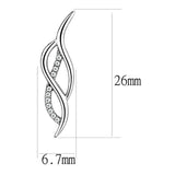 DA187 - High polished (no plating) Stainless Steel Earrings with AAA Grade CZ in Clear - Alamode - Flyclothing LLC