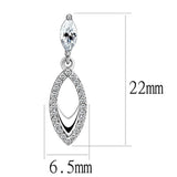 DA189 - High polished (no plating) Stainless Steel Earrings with AAA Grade CZ in Clear - Alamode - Flyclothing LLC