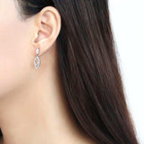 DA189 - High polished (no plating) Stainless Steel Earrings with AAA Grade CZ in Clear - Alamode - Flyclothing LLC