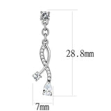 DA190 - High polished (no plating) Stainless Steel Earrings with AAA Grade CZ in Clear - Alamode - Flyclothing LLC