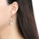DA194 - High polished (no plating) Stainless Steel Earrings with AAA Grade CZ in Clear - Alamode - Flyclothing LLC