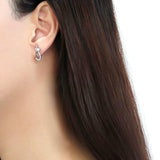 DA196 - High polished (no plating) Stainless Steel Earrings with AAA Grade CZ in Clear - Alamode - Flyclothing LLC