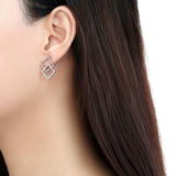DA201 - High polished (no plating) Stainless Steel Earrings with AAA Grade CZ in Clear - Alamode - Flyclothing LLC