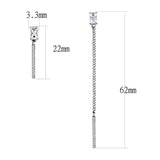 DA202 - High polished (no plating) Stainless Steel Earrings with AAA Grade CZ in Clear - Alamode - Flyclothing LLC