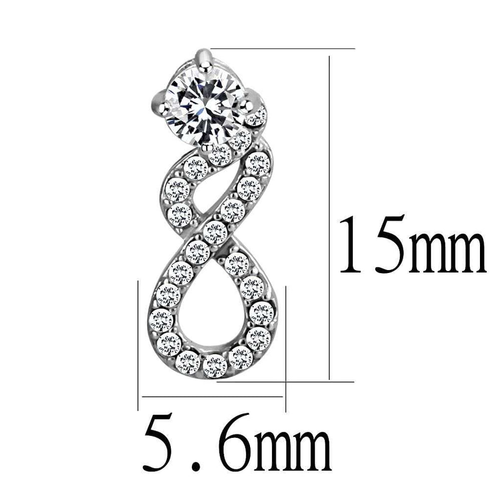 DA203 - High polished (no plating) Stainless Steel Earrings with AAA Grade CZ in Clear - Alamode - Flyclothing LLC