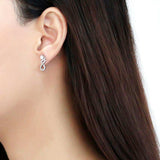 DA203 - High polished (no plating) Stainless Steel Earrings with AAA Grade CZ in Clear - Alamode - Flyclothing LLC