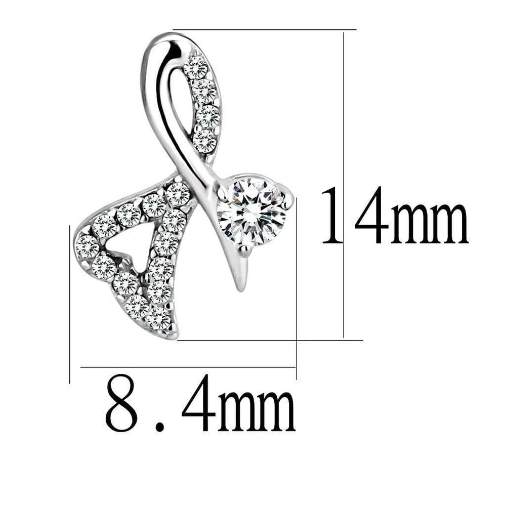 DA204 - High polished (no plating) Stainless Steel Earrings with AAA Grade CZ in Clear - Alamode - Flyclothing LLC