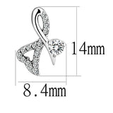 DA204 - High polished (no plating) Stainless Steel Earrings with AAA Grade CZ in Clear - Alamode - Flyclothing LLC