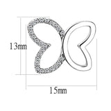 DA209 - High polished (no plating) Stainless Steel Earrings with AAA Grade CZ in Clear - Alamode - Flyclothing LLC