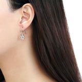 DA215 - High polished (no plating) Stainless Steel Earrings with AAA Grade CZ in Clear - Alamode - Flyclothing LLC