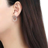 DA218 - High polished (no plating) Stainless Steel Earrings with AAA Grade CZ in Clear - Alamode - Flyclothing LLC