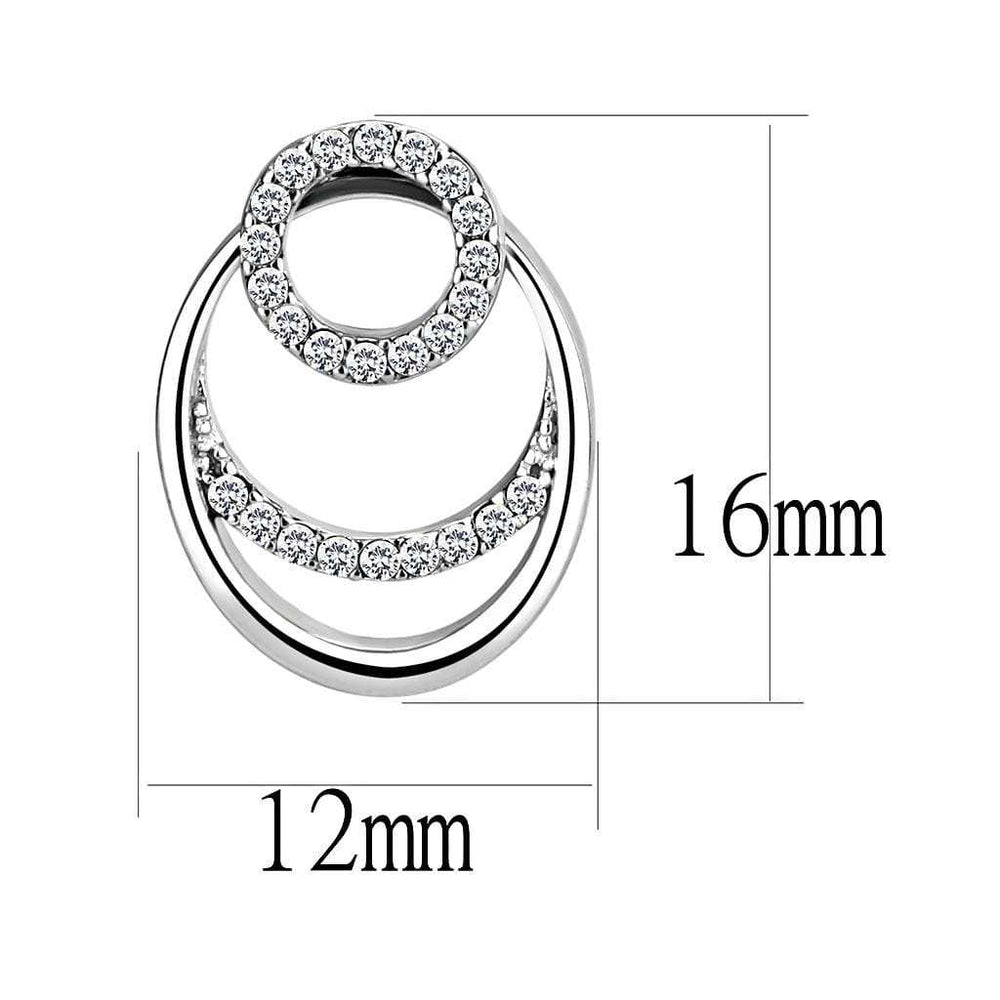 DA219 - High polished (no plating) Stainless Steel Earrings with AAA Grade CZ in Clear - Alamode - Flyclothing LLC