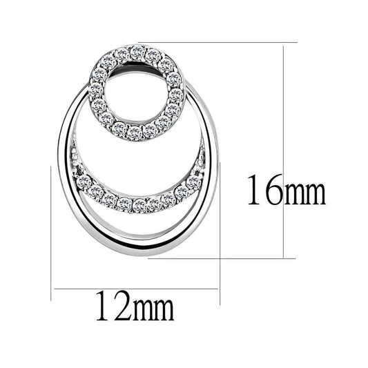 DA219 - High polished (no plating) Stainless Steel Earrings with AAA Grade CZ in Clear - Alamode - Flyclothing LLC