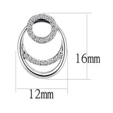 DA219 - High polished (no plating) Stainless Steel Earrings with AAA Grade CZ in Clear - Alamode - Flyclothing LLC