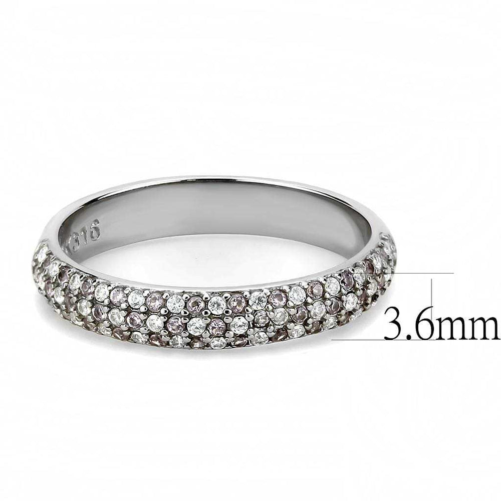 DA231 - High polished (no plating) Stainless Steel Ring with AAA Grade CZ in Multi Color - Alamode - Flyclothing LLC