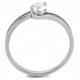 DA233 - High polished (no plating) Stainless Steel Ring with AAA Grade CZ in Clear - Alamode - Flyclothing LLC