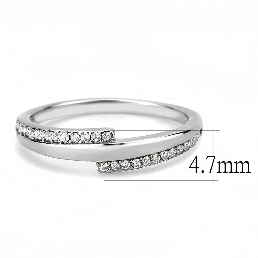 DA234 - High polished (no plating) Stainless Steel Ring with AAA Grade CZ in Clear - Alamode - Flyclothing LLC