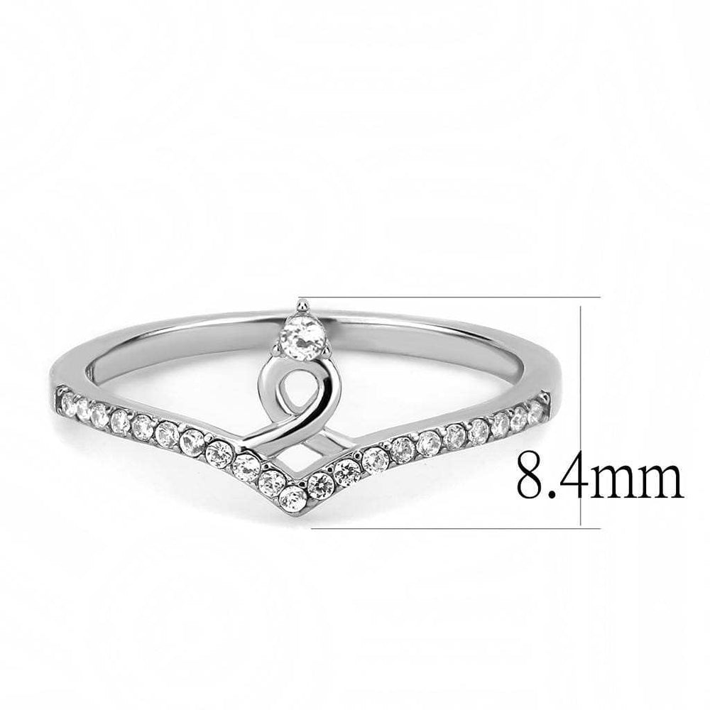 DA237 - High polished (no plating) Stainless Steel Ring with AAA Grade CZ in Clear - Alamode - Flyclothing LLC
