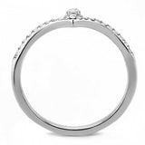 DA237 - High polished (no plating) Stainless Steel Ring with AAA Grade CZ in Clear - Alamode - Flyclothing LLC