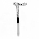 DA237 - High polished (no plating) Stainless Steel Ring with AAA Grade CZ in Clear - Alamode - Flyclothing LLC