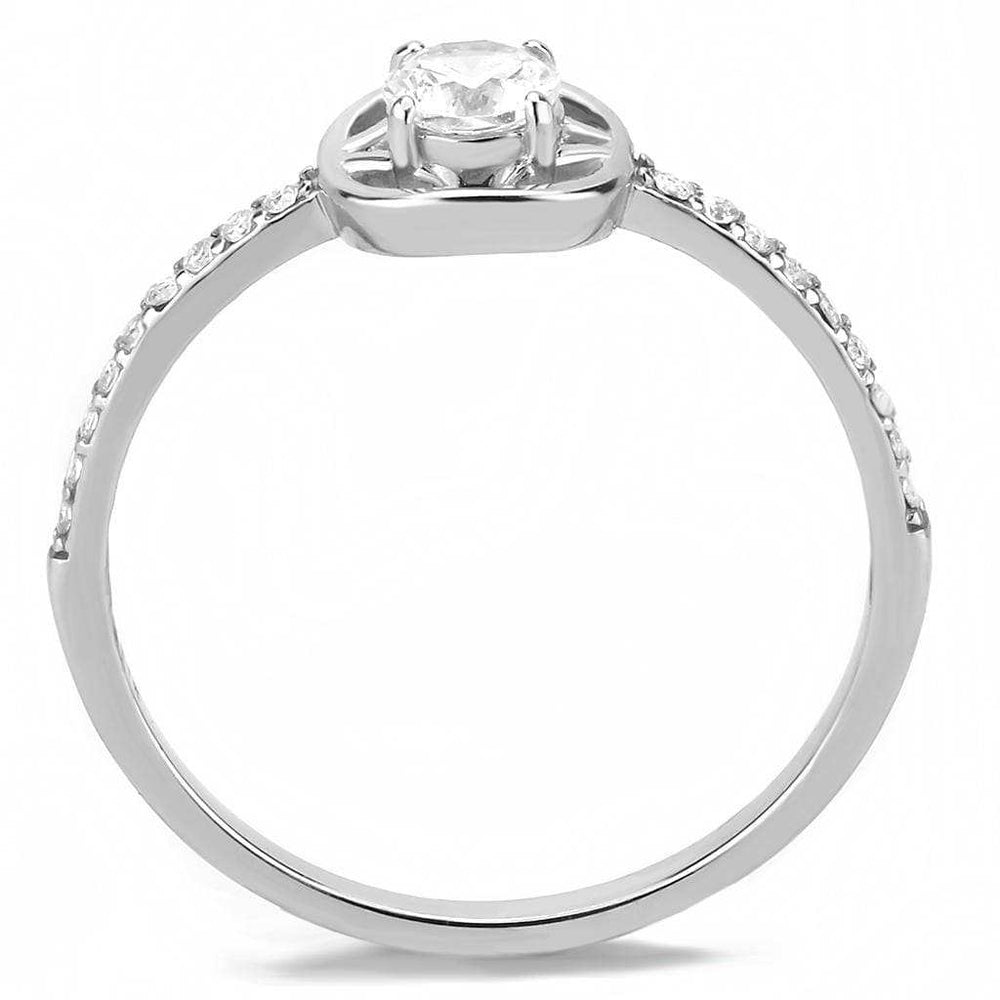 DA238 - High polished (no plating) Stainless Steel Ring with AAA Grade CZ in Clear - Alamode - Flyclothing LLC