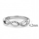 DA243 - High polished (no plating) Stainless Steel Ring with AAA Grade CZ in Clear - Alamode - Flyclothing LLC