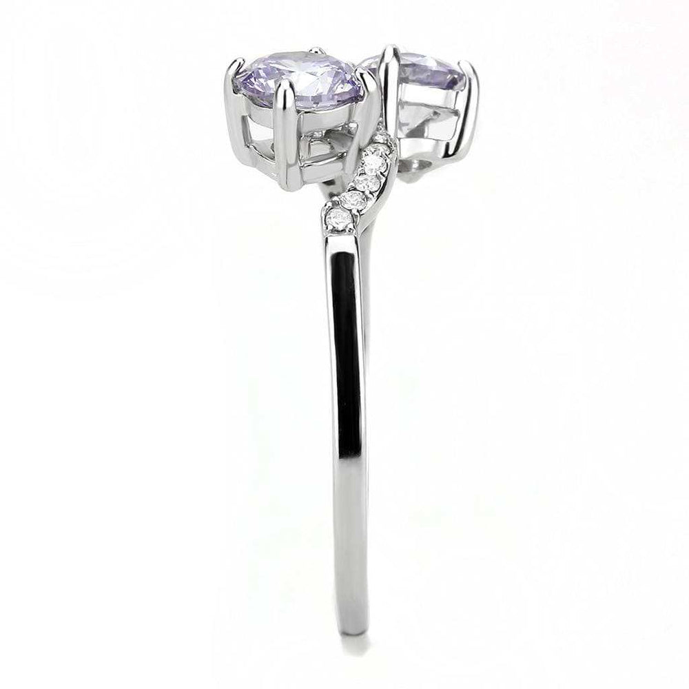 DA244 - High polished (no plating) Stainless Steel Ring with AAA Grade CZ in Light Amethyst - Alamode - Flyclothing LLC