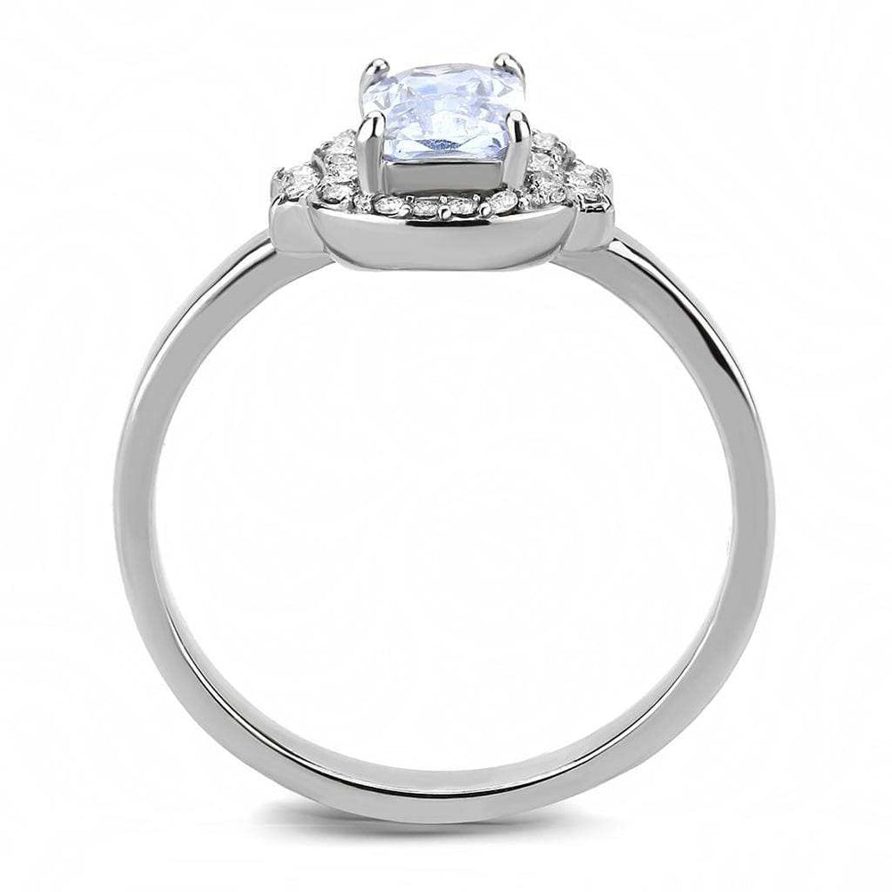 DA246 - High polished (no plating) Stainless Steel Ring with AAA Grade CZ in Light Amethyst - Alamode - Flyclothing LLC