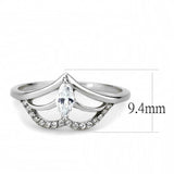 DA248 - High polished (no plating) Stainless Steel Ring with AAA Grade CZ in Clear - Alamode - Flyclothing LLC