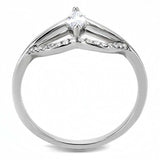 DA248 - High polished (no plating) Stainless Steel Ring with AAA Grade CZ in Clear - Alamode - Flyclothing LLC