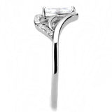 DA248 - High polished (no plating) Stainless Steel Ring with AAA Grade CZ in Clear - Alamode - Flyclothing LLC