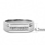 DA251 - High polished (no plating) Stainless Steel Ring with AAA Grade CZ in Clear - Alamode - Flyclothing LLC
