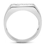 DA251 - High polished (no plating) Stainless Steel Ring with AAA Grade CZ in Clear - Alamode - Flyclothing LLC