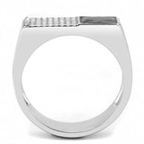 DA252 - High polished (no plating) Stainless Steel Ring with AAA Grade CZ in Black Diamond - Alamode - Flyclothing LLC