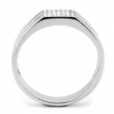 DA253 - High polished (no plating) Stainless Steel Ring with AAA Grade CZ in Clear - Alamode - Flyclothing LLC