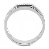 DA254 - High polished (no plating) Stainless Steel Ring with AAA Grade CZ in Clear - Alamode - Flyclothing LLC