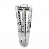 DA257 - High polished (no plating) Stainless Steel Ring with AAA Grade CZ in Clear - Alamode - Flyclothing LLC